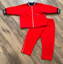 Vtg Toddler Tracksuit Red 2T Raggedy Ann Jacket Pants 80s Read - £12.93 GBP