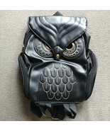 Owl Shaped Black Backpack Purse Embroidery Zippered PocketCompartments - $24.95
