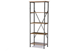 Sefa Brown Wood &amp; Metal Bookcase w/4 Shelves - $112.00