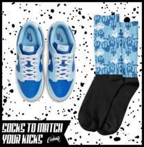 HAPPY Socks for Dunk Low Argon Blue Flash Marina Dutch UNC University Sh... - $20.69
