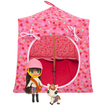 Light Pink Toy Play Pop Up Doll Tent, 2 Sleeping Bags, Dot &amp; Flower Print Fabric - £19.94 GBP