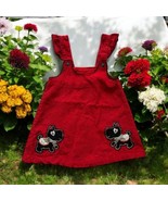 Nannette baby Scottie Dog jumper Dress red cotton SIZE 12M sparkly glitter - $24.74