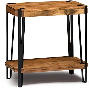 Ryegate Natural Solid Wood With Metal End Table, Live Edge - $313.99