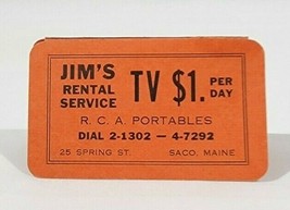 Jim&#39;s Rental Service RCA Portables TV Rental $1 Vtg Advertisement Saco, ... - $14.85
