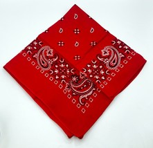 Vintage 20 x 21 Red Paisley Bandana Handkerchief 100% Cotton Made In USA, NWOT - £10.83 GBP