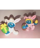 Vintage Smurfs Smurfette Pink Easter EGGS BASKET Smurf Figure PVC Toy Fi... - £15.82 GBP
