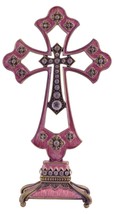 Decorative Burgundy Jeweled Standing Cross Rhinestones 6&quot;X 5&quot; - $19.95