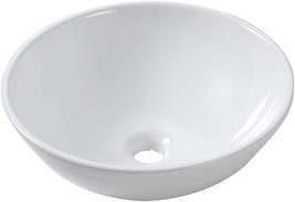 Lordear 13X13 Small Round Bathroom Vessel Sink Modern White Above Counte... - £55.29 GBP