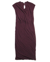 NWT James Perse Surplice Wrap Blouson Midi in Wine Stretch Jersey Dress ... - $91.08