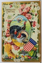 Thanksgiving Greeting Patriotic Embossed 1910 to Shermansdale Pa Postcard M1 - £7.80 GBP