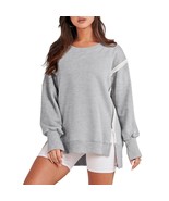 Oversized Sweatshirt For Women Preppy Clothes Long Sleeve Crew Neck Hood... - £50.83 GBP