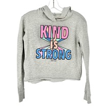 Justice Active Hoodie Junior&#39;s 12 Gray Cut Off Long Sleeve Kind is Strong - $8.91