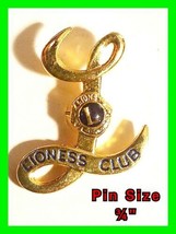 Unique Vintage Lioness Club Pin Cursive Gold Tone L - ¾&quot; Tall Excellent Cond. - £15.85 GBP