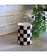 Black and White Checked Candle Vintage Checks Battery Candle LED Buffalo... - £20.84 GBP