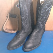 cowboy boots Mens size:8.5 D, Tony Lama TLX boot black blue U item:s2563 - $99.00