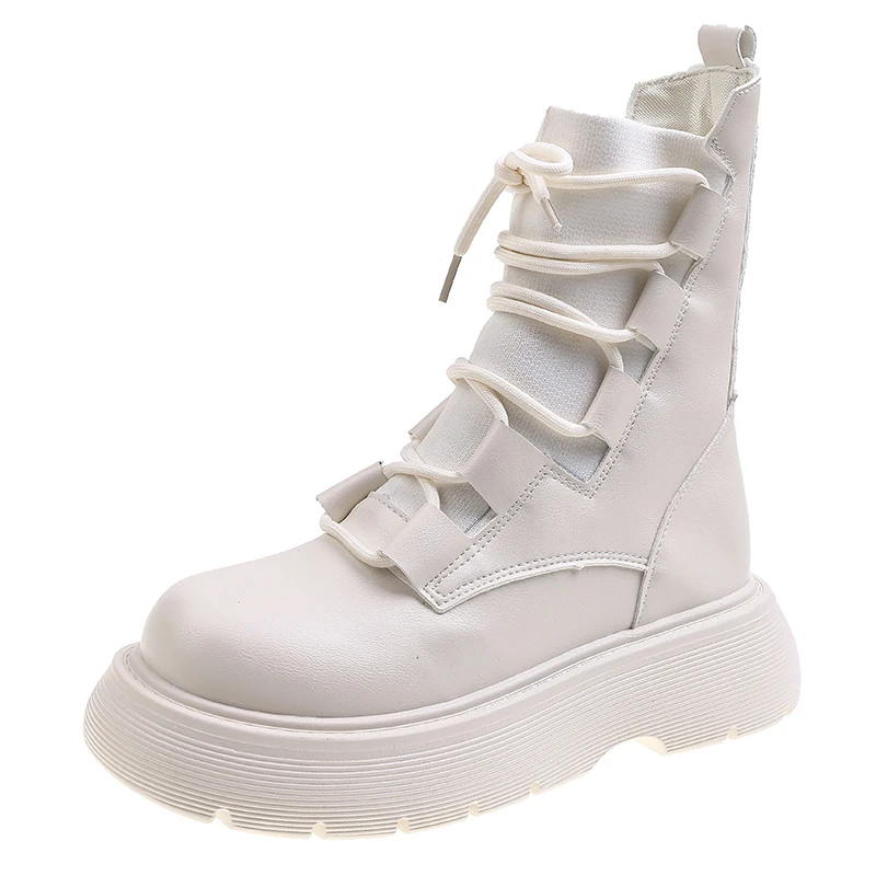 Women Sock Boots  Up Ankle Boots 2024  Designer Shoes Ladies PU Leather Platform - £154.71 GBP