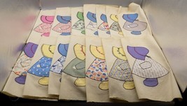 26 Vintage Sunbonnet Sue Quilt Blocks Squares Muslin Hand Stitched 13&quot; Suzie Q - $116.35