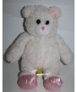 Popatu Teddy Bear 12&quot; Ivory Chenille Plush Pink Ballet Shoes Stuffed Sof... - $14.52