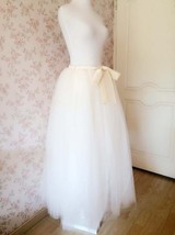 Ivory White Long Tulle Skirt Bridal Custom Plus Size Floor Length Tulle Skirt image 7
