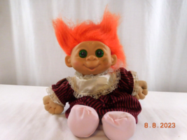 VTG 1992 MT Multi Toys Corp Troll Doll Orange Hair Outfit 11.5&quot; Plush Toy - £13.93 GBP