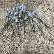 Lot of 25 Oval Topped Pearl Millinery Corsage Head Pins 2 Inches long White - $12.88 CAD