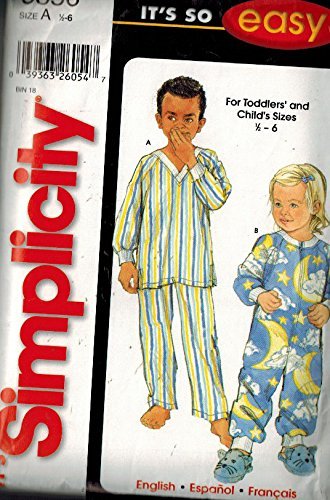 Primary image for Simplicity 5856 Size A 1/2-6 It's So Easy for Toddler's and Child's Pajamas