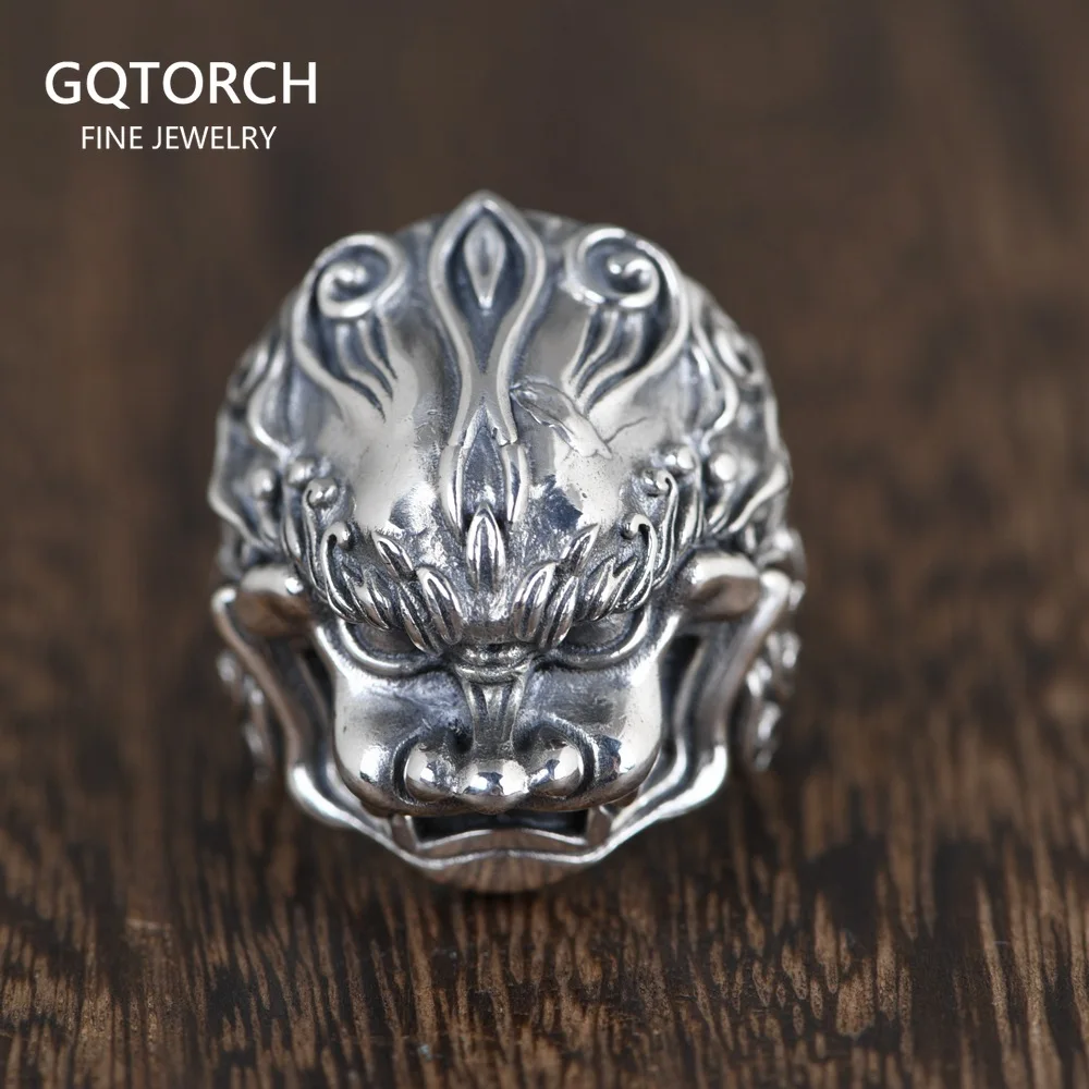 Silver 925 Jewelry Mens Lion Ring Size 8-12 Antique Punk Accessories Thai Silver - £58.87 GBP