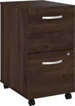 Hybrid 2 Drawer Mobile File Cabinet With Lock, Black Walnut, Assembled By Bush - £333.96 GBP