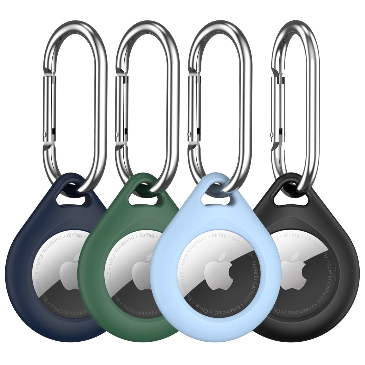 R-fun for Airtag Holder,4 Pack Airtags with Metal Keychain, Multi-Color Protect