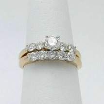 2.10 Ct Round Simulated Diamond Solitaire Bridal Ring Set 14K Yellow Gol... - £77.54 GBP