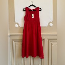 LK Bennett London Dr Greca red silk crepe dress US6 $495 knee length lined - $3,577.69 MXN
