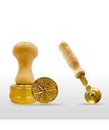 LaGondola Bundle : 1 Round Corzetti Stamp ,1 Pasta Cutter Smooth in Brass and Na - $106.92