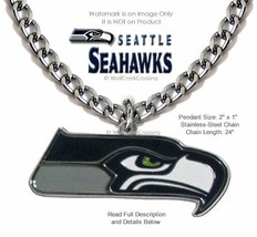 LARGE SEATTLE SEAHAWKS STAINLESS STEEL CHAIN NECKLACE - FOOTBALL SPORTS ... - £16.39 GBP