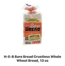 HEB Bare Bread Crustless Bread. 13oz loaf. Wheat. Sandwiches. Lot of 2 - $34.62