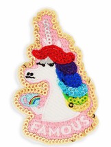 Disney Inside Out Rainbow Unicorn Famous Patched Patch Sequin Embroidered - £11.77 GBP