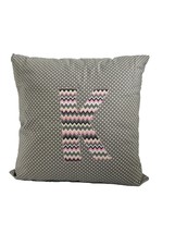 Throw Accent Pillow Gray White Polka Dot Letter K Pink Chevron 17&quot; Square - £15.27 GBP