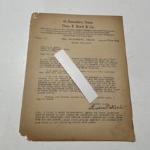 Theodore F Koch &amp; Co signed letter Beaumont Tx 1929 East Texas Hamshire - £126.81 GBP