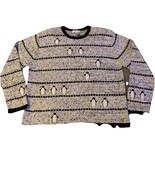 VTG Christopher &amp; Banks Womens Sweater Gray Black Penguin Christmas Wint... - €25,92 EUR