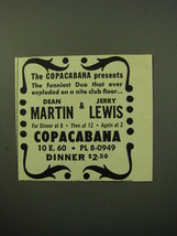 1950 Copacabana Club Advertisement - Dean Martin &amp; Jerry Lewis - £14.54 GBP