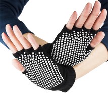 Black Fingerless Yoga Gloves with Slip-Free Beads - £16.25 GBP