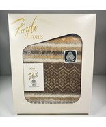 Faribo 100% Wool Fringed Robe Throw Mesa 50 x 60 Brown NIB - $74.24
