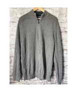 Eddie Bauer Mens Sweater XL Tall Grey Quarter Zip Pullover Casual Cotton - $14.70