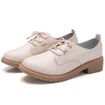 JZZDDOWN Large Size Women shoes leather Lace Up ox shoes for women HeelHigh 3.5  - £32.37 GBP