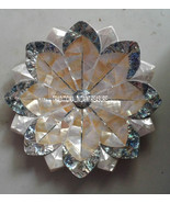 12&quot; White Marble Fruit Bowl Rare Abalone Stone Semi Precious Table Decor... - £458.59 GBP