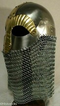 Medieval helmet Steel Viking Nasal Helmet with Chain mail Armor Viking H... - £105.19 GBP