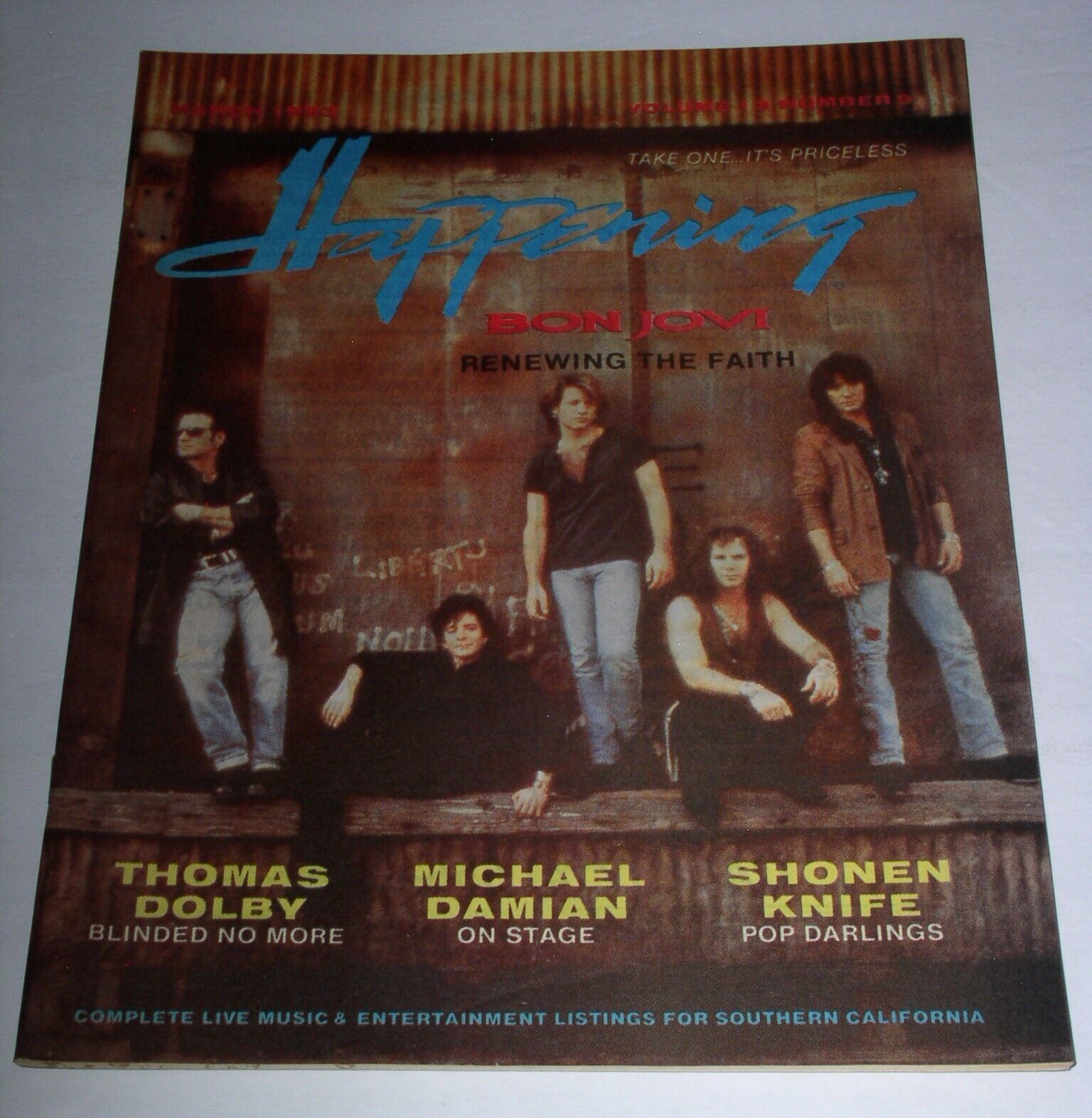 Bon Jovi Happening Magazine Vintage 1993 Local Publication Thomas Dolby  - $24.99