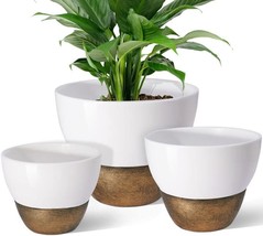 White Ceramic Planters For Indoor Plants, Joyonic 3 Set 4 Point 6 /, Succulents - £34.33 GBP