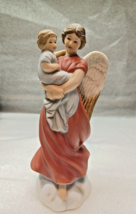 HOMCO Angel Guardian Mother Child Baby Bisque Porcelain 8&quot; Figurine #1414 - £11.71 GBP