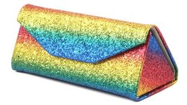 Dweebzilla Multicolor Glitter Rainbow Tri Fold Collapsible Portable Triangle Sun - £11.57 GBP