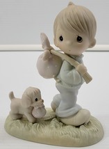 *R61) Precious Moments 1983 Jonathan &amp; David &quot;You Can&#39;t Run From God&quot; Figurine - $11.87